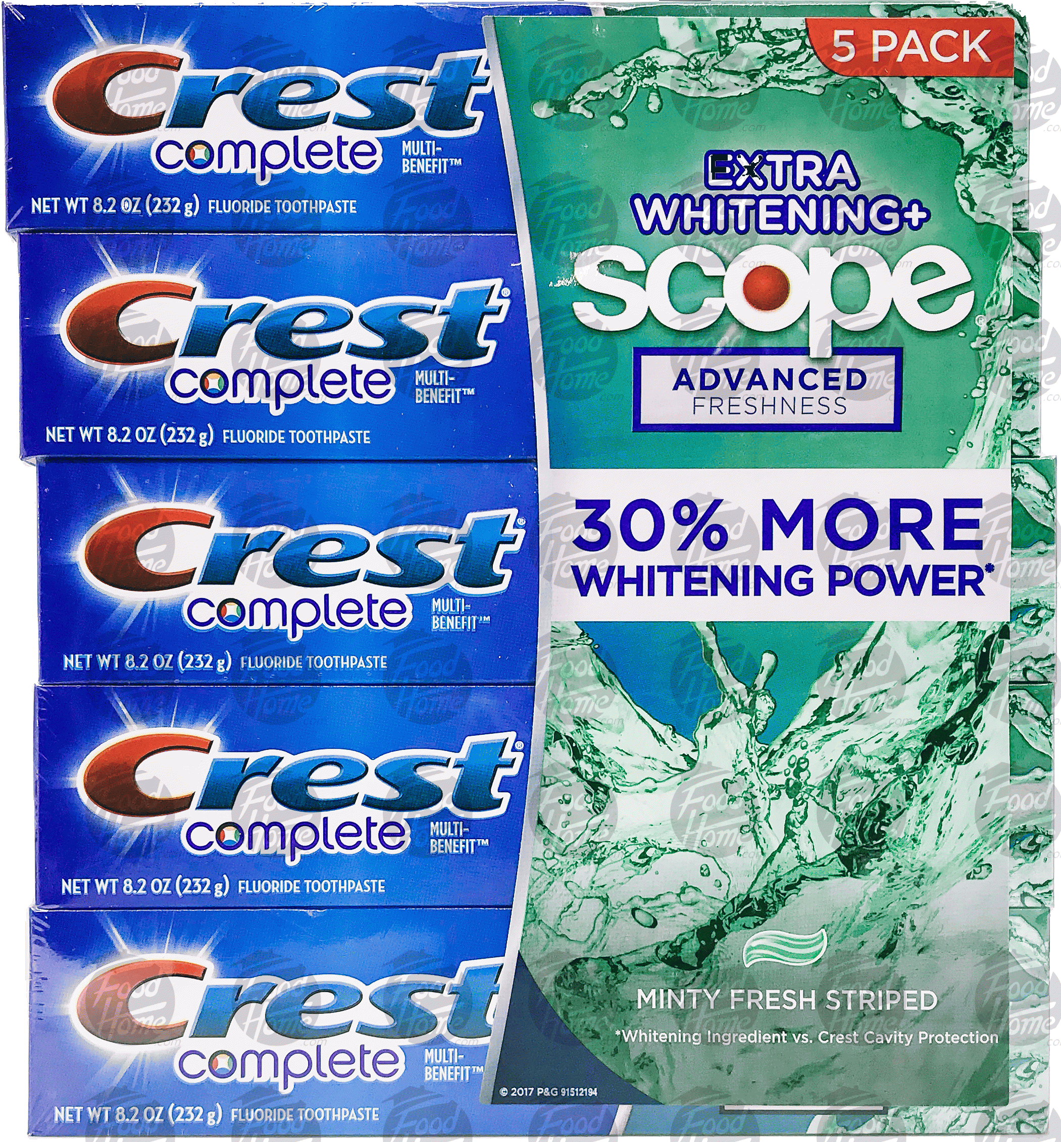 Crest complete toothpaste, multi-benefit, minty fresh Scope striped, 8.2-oz. tubes Full-Size Picture